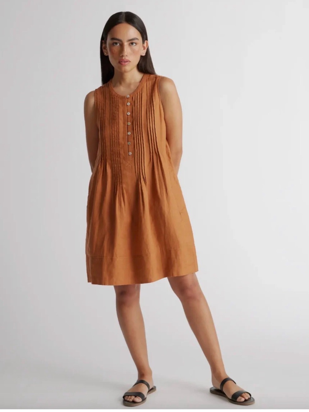 Quince 100% European Linen Sleeveless Swing Dress